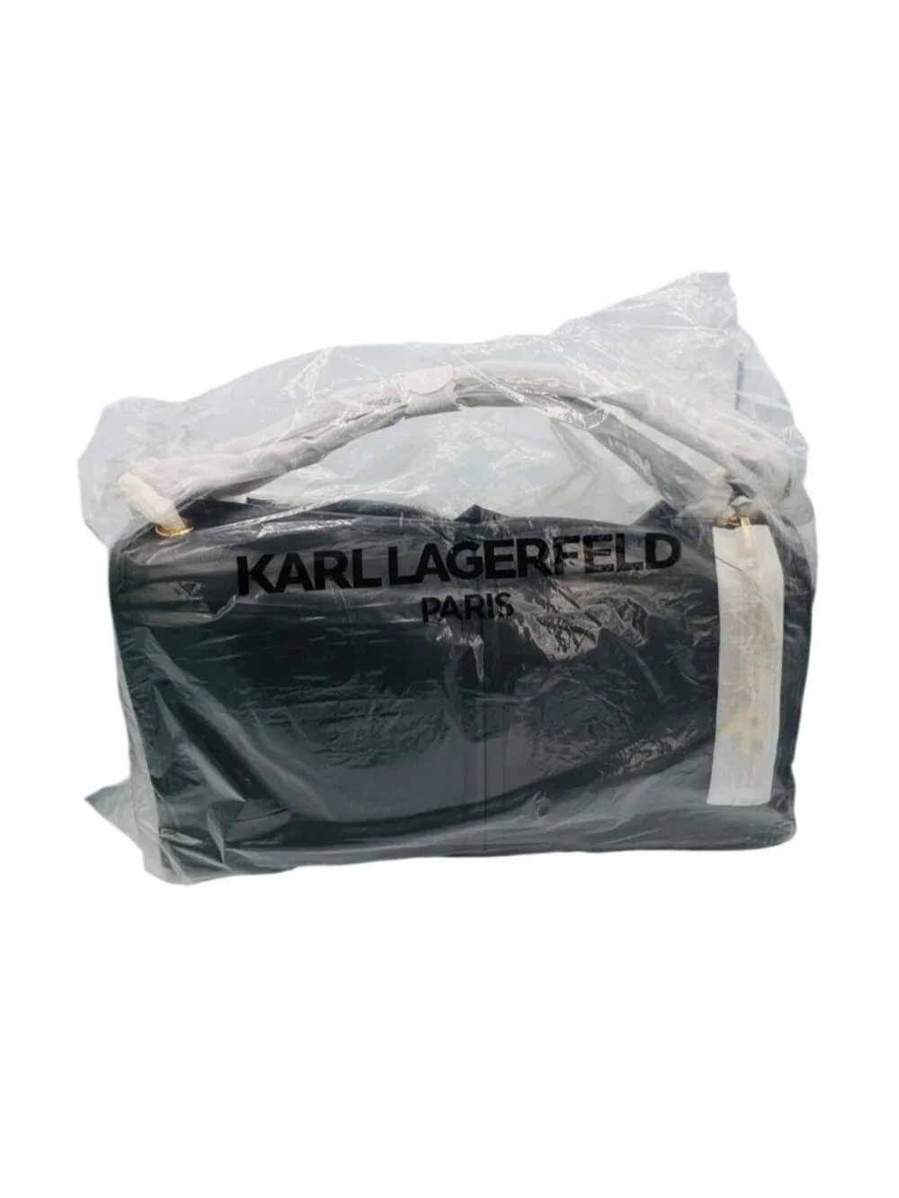 Karl Lagerfeld Paris Luciene Leather Tote Black Gold NWT MSRP $348 Shoulder Bag
